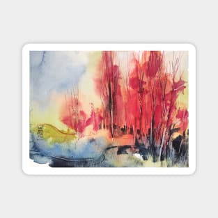 Landscape with red trees Magnet