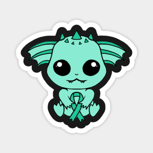 Cute Creature Holding an Awareness Ribbon (Teal) Magnet