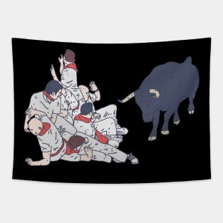 Running of the Bulls - Cattle Charge - Spanish Tradition Tapestry