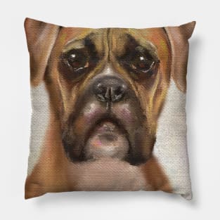 Painting of a Brown Boxer, Looking Directly at You Pillow