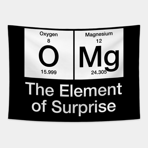 Periodic Table OMg The Element Of Surprise Funny Science Tapestry by Wakzs3Arts