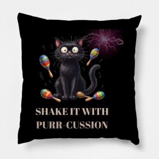 Funny Cat Playing Maracas Pillow