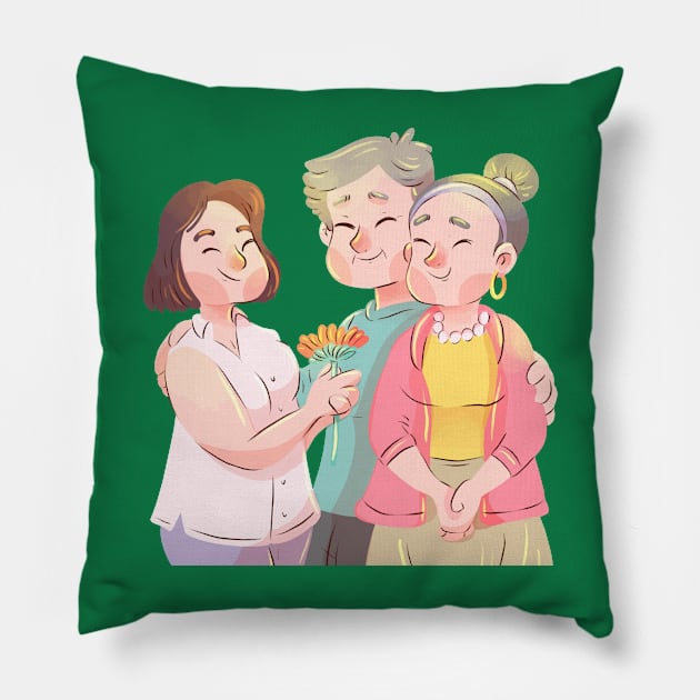 Watercolor Korean Parent Pillow by Mako Design 