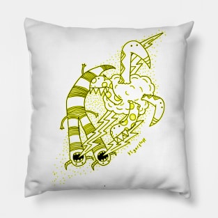 Cloud Monsters Black & Yellow Pillow