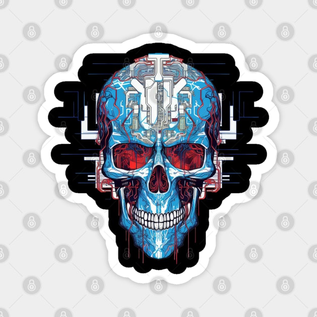 Circuit board skull Magnet by RosaliArt