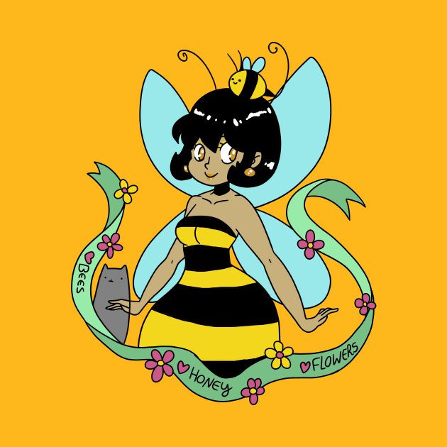 Bee Fairy and Cat by saradaboru