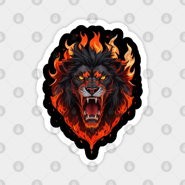 lion fire roar Magnet by AOAOCreation