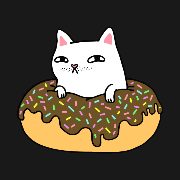 Donut Cat - White Cat Chocolate Icing by natelledrawsstuff