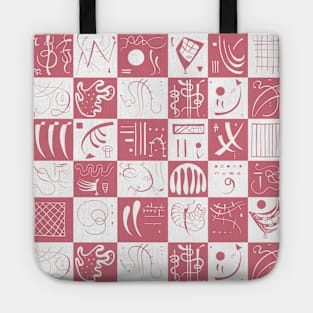 Kandinsky - White and Rose Pattern - Abstract Art Tote