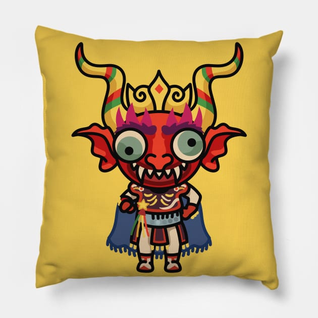 Cute Diablada // Bolivian Devil Mask Cartoon Pillow by SLAG_Creative