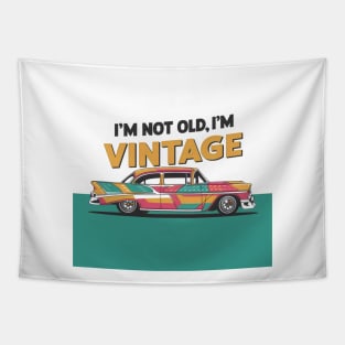 "Timeless Ride: Vintage Classic Car Illustration" - I,m Not Old Tapestry