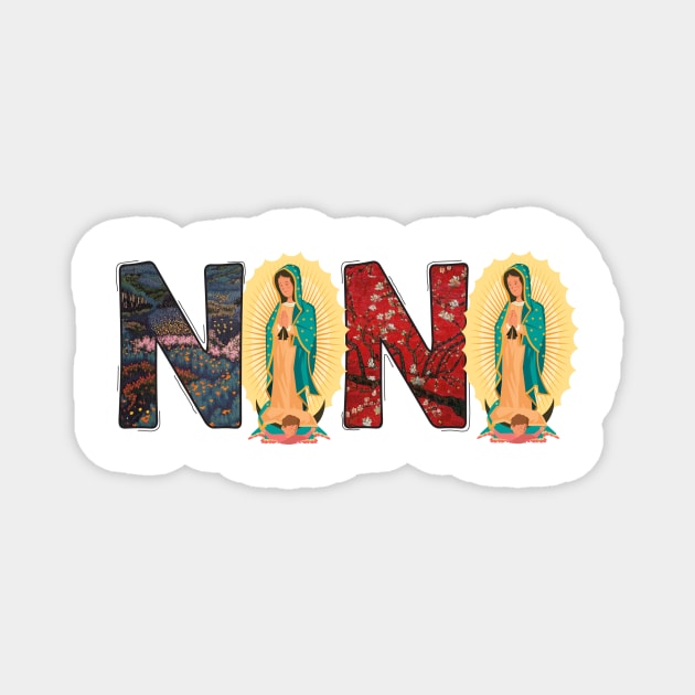 Our Lady of Guadalupe Nana Aztec and Flower Design Magnet by Diannas