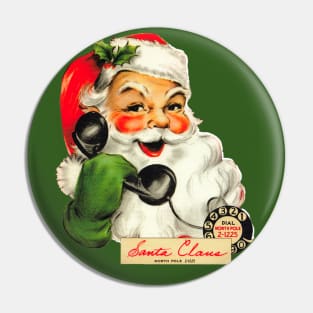 Vintage Santa on the Telephone - Retro Christmas Pin