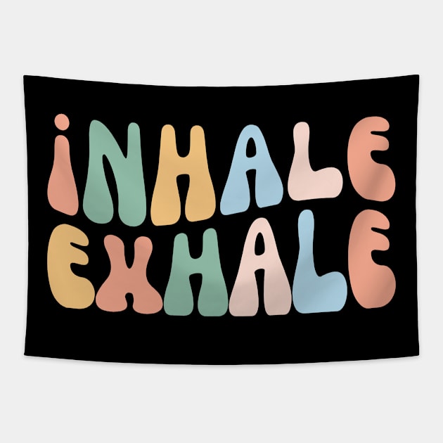 Inhale Exhale, Funny Meditation, Yoga Club Class Tapestry by WaBastian