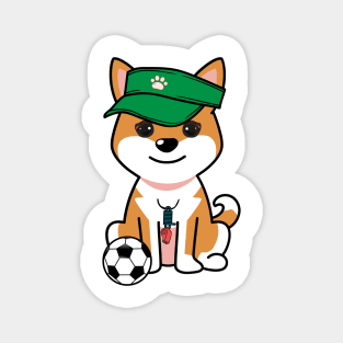 Funny orange dog is a soccer coach Magnet