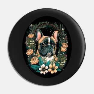 French Bulldog and Flowers Pin