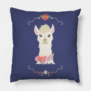 Floral Bust of a Llama Pillow