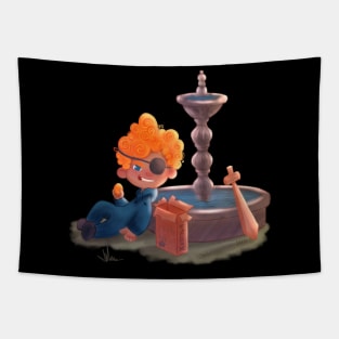 Boy playing treasure hunt Tapestry