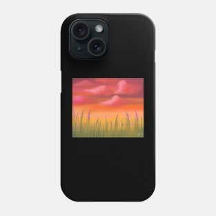 Pastel Sunset Landscape Lavender Grass Meadow Calming Scenery  Artwork Phone Case