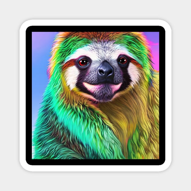 Rainbow Sloth T-Shirt: Colorful and Cute Shirts for Sloth Lovers Magnet by PreDope