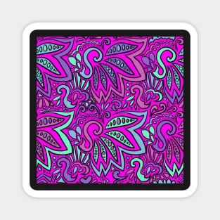 Magenta Cool Paisley Magnet
