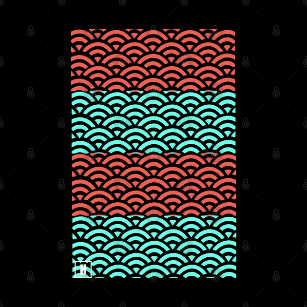 Retro Japanese Clouds Pattern RE:COLOR 22 by HCreatives