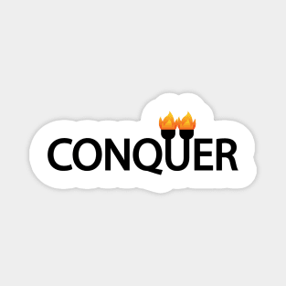 Conquer artistic typographic logo design Magnet