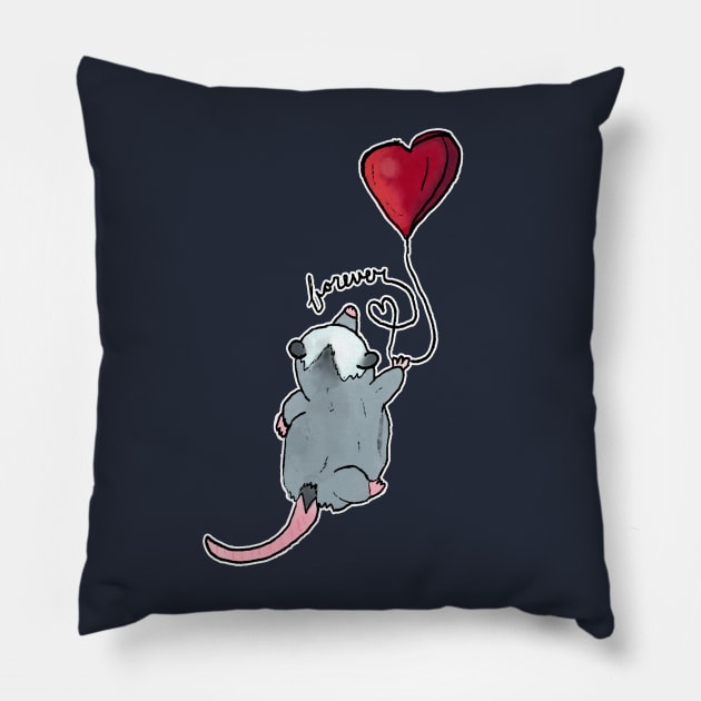 Forever: Romantic Opossum Pillow by nonbeenarydesigns