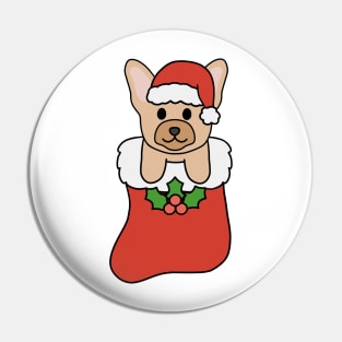 Christmas Cream French Bulldog Stocking Pin