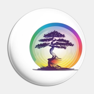 Vibrant Bonsai Tree Silhouette Art No. 560 Pin