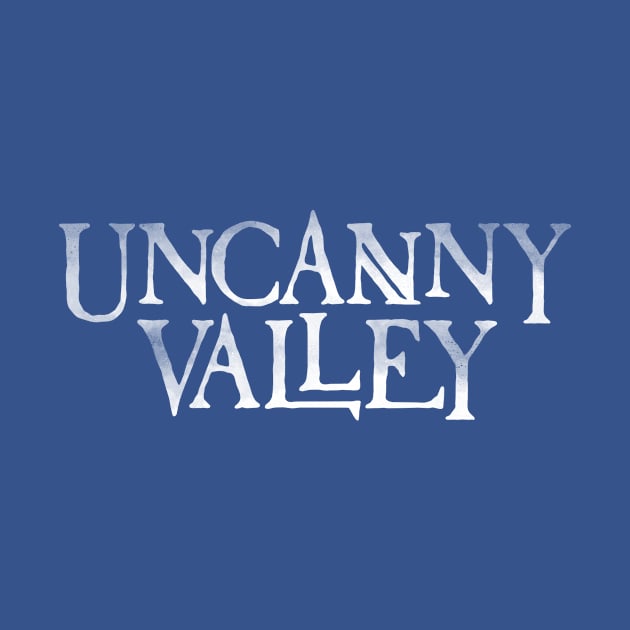 Uncanny Valley podcast logo - white by Dayton Writers Movement: Audio Dramas