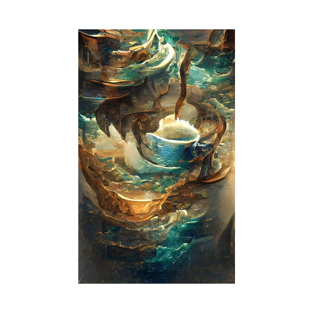 The Coffee teal ocean wave| Ocean wave vintage by PsychicLove