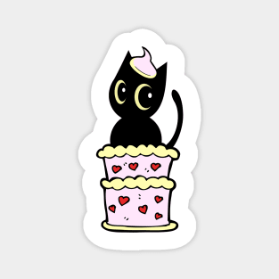 Funny Black cat jumping out of a cake Magnet