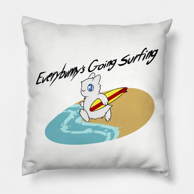 Everybunny's Going Surfing Pillow by SpacedHam