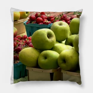 Apples and Strawberries at Farmer's Market Pillow