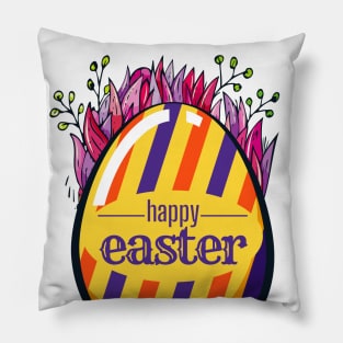 Happy Easter Day. Yellow Easter Egg Pillow