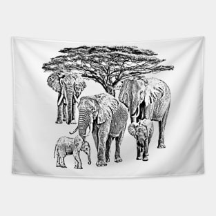 Elephants with Tree in Kenya / Africa Tapestry