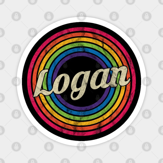 Logan - Retro Rainbow Faded-Style Magnet by MaydenArt