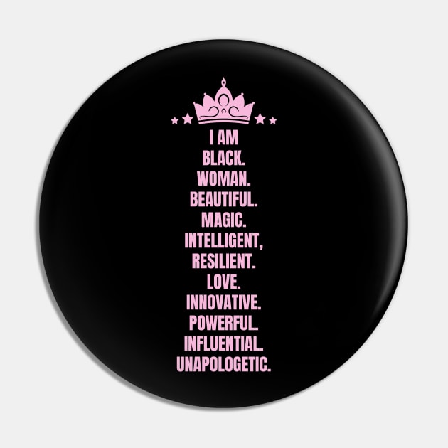 I Am A Powerful Black Woman | African American | Black Queen Pin by UrbanLifeApparel