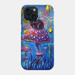 Li'l Fairy Cat Sitting on a Mushroom (very whimsical) Phone Case