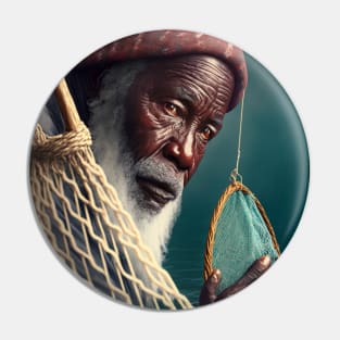 African Old Fisherman Pin