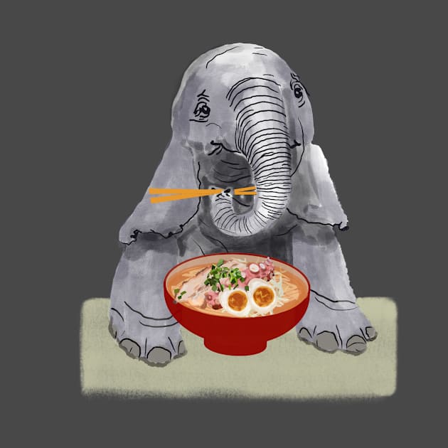 elephant likes ramen, kawaii elephant endangered by The world through children's eyes