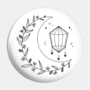 Crystal Floral Moon Pin