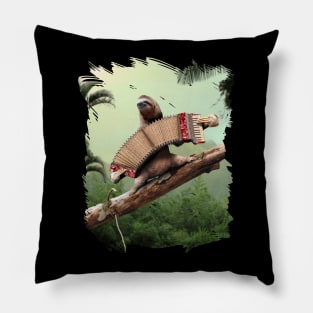 Sloth Playing Accordion Funny Pillow