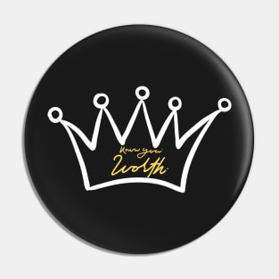 Crown Know your worth Pin