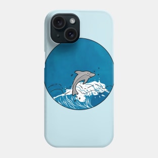 the dolphin in the blue ocean Phone Case