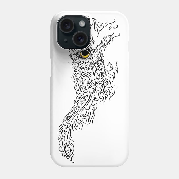 Owl Calligraphic Flourish Tattoo Design Phone Case by Jarrodjvandenberg