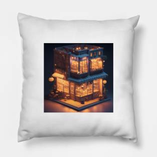 Isometric Coffee Vintage Geometric Cafe Pillow