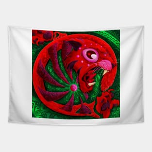 red zuma tiger Tapestry