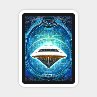 UFO Schematic Artwork - AI Generated Sci Fi Concept Art - Magnet